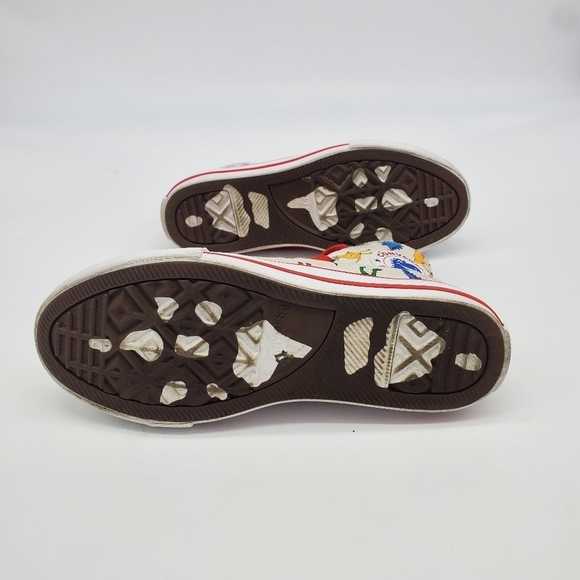 Converse Shoes Youth 1 Chuck Taylor High Dinosaurs Canvas White Red A01668F - Picture 5 of 14